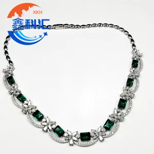 Lab-Grown Emerald Green Sapphire Necklace | High-Durability Synthetic Sapphire Jewelry